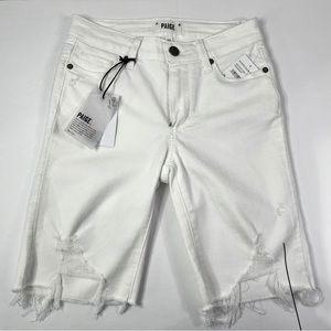 Paige Women’s All White Jax Cutoff Short Vinca Destructed Sz 24 NWT